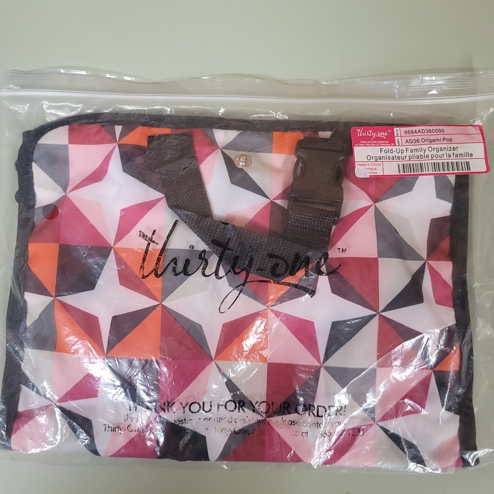 Thirty-One Fold-Up Family Organizer Origami Pop Geometric Travel Bag Gift Idea